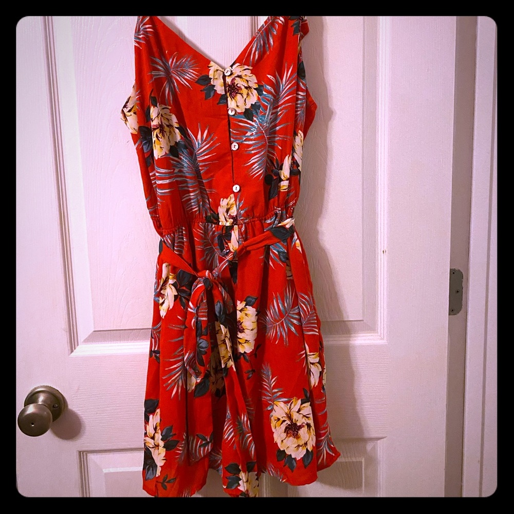 Red Tropical Romper
